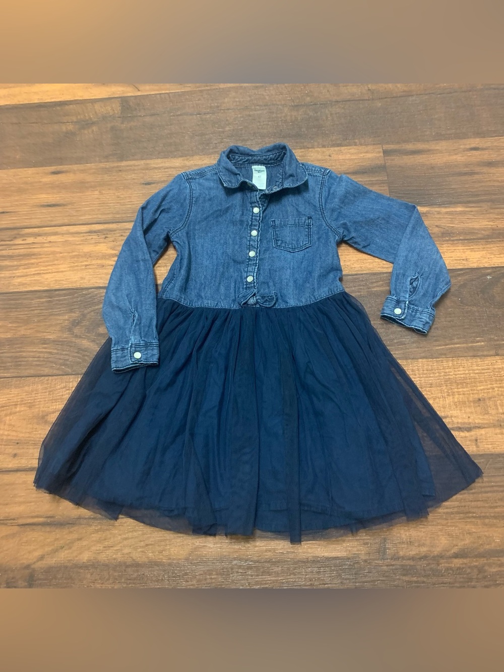 OshKosh Bgosh Girls Sz 4T Denim Tutu Dress Navy Blue